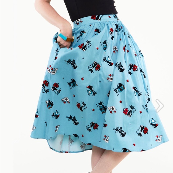 Voodoo Vixen Harper Kitten Print Skirt - Picture 4 of 8